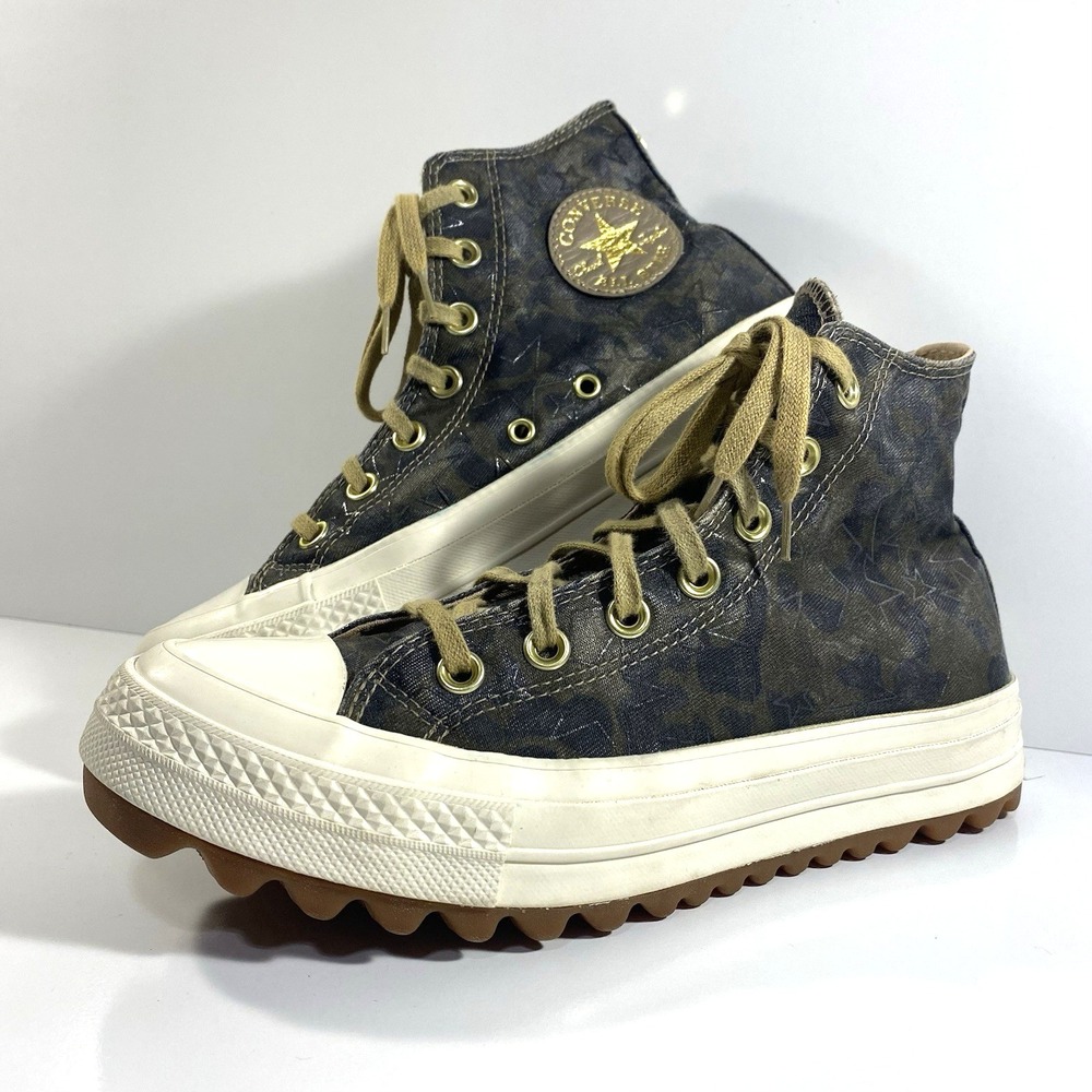 Converse Womens Size 8 Camo Green Star Ripple Hi Top Lace Up 559896C
